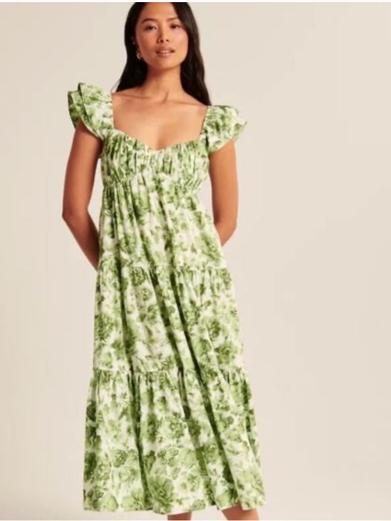 Abercrombie & Fitch Dresses & Skirts - Abercrombie & Fitch Ruffle Sleeve Poplin Midi Dress Size SP Small Petite